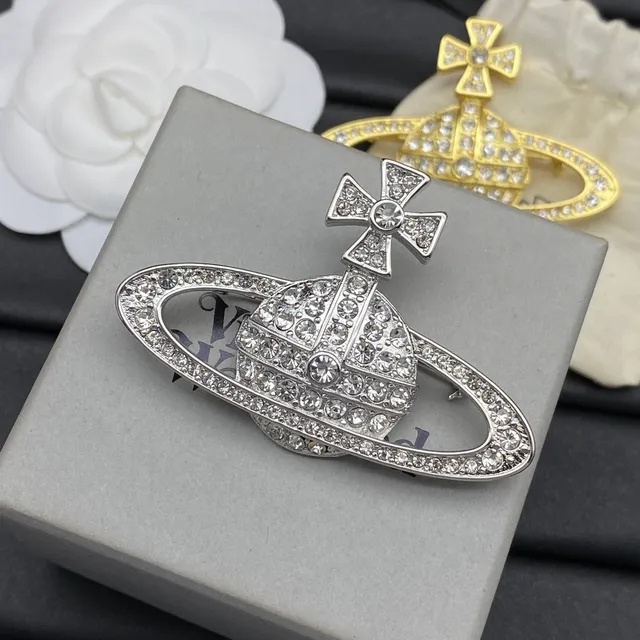 Vivienne Westwood Orb Brooch Crystal-Pavé Plata y Oro en Tonos Broches 3