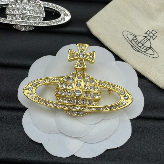 Vivienne Westwood Orb Brooch Crystal-Pavé Plata y Oro en Tonos Broches 5
