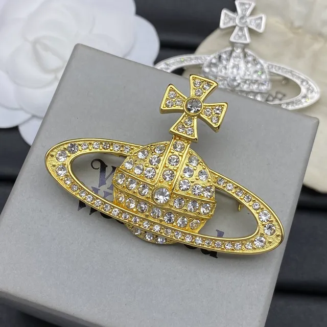 Vivienne Westwood Orb Brooch Crystal-Pavé Plata y Oro en Tonos Broches 6