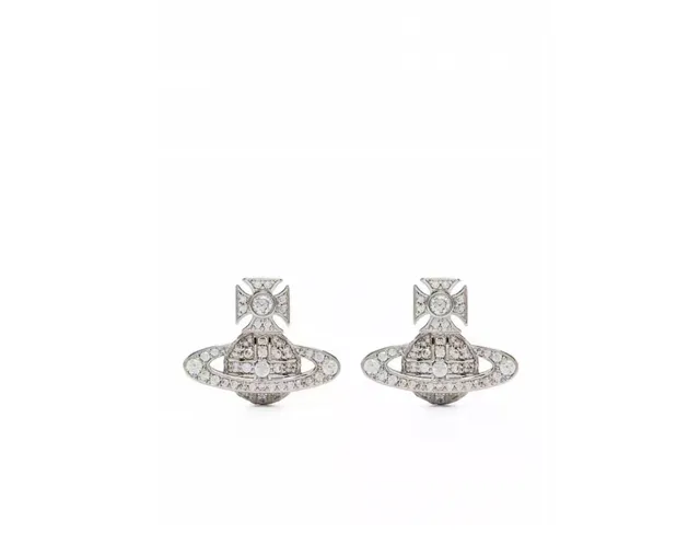 Vivienne Westwood 球形银粉色主题 Pavé 水晶 镶嵌 耳环 2