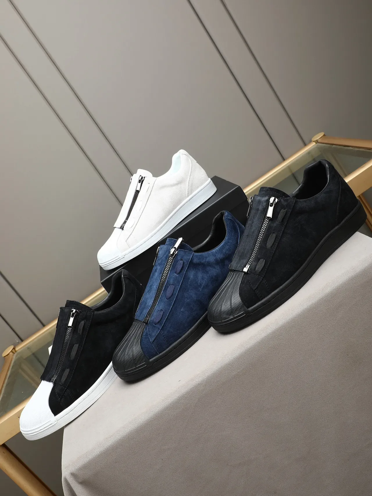 Y-3 Kaiwa Black White Zipper-Closure Suede Upper Lifestyle Sneakers 2