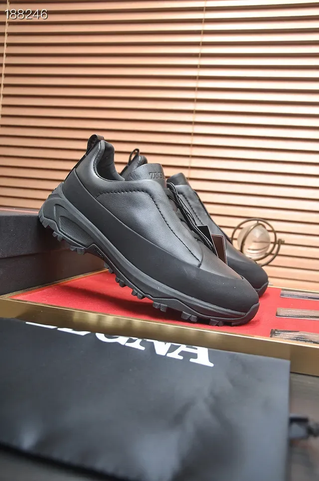 Zegna Black Slip-On Construction Elasticated Side Panels Lifestyle Sneakers 4