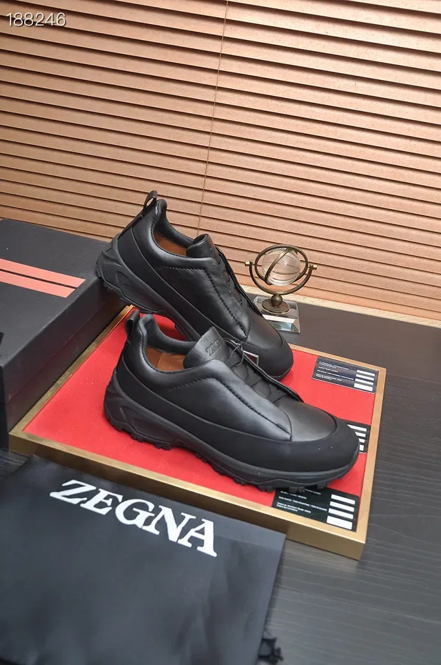 Zegna Black Slip-On Construction Elasticated Side Panels Lifestyle Sneakers 6