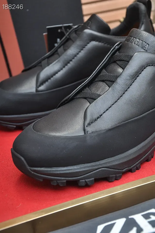 Zegna Black Slip-On Construction Elasticated Side Panels Lifestyle Sneakers 8