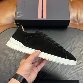 Zegna Black Suede White Sole Lifestyle Sneakers