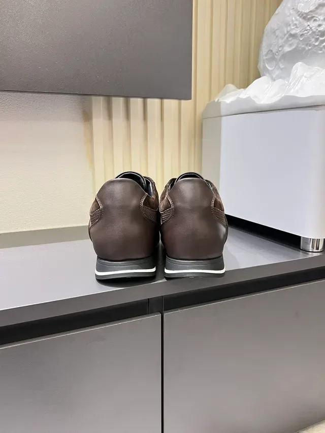 Zegna حذاء رياضي للستايل بني جلد ناعم وشبكي 2