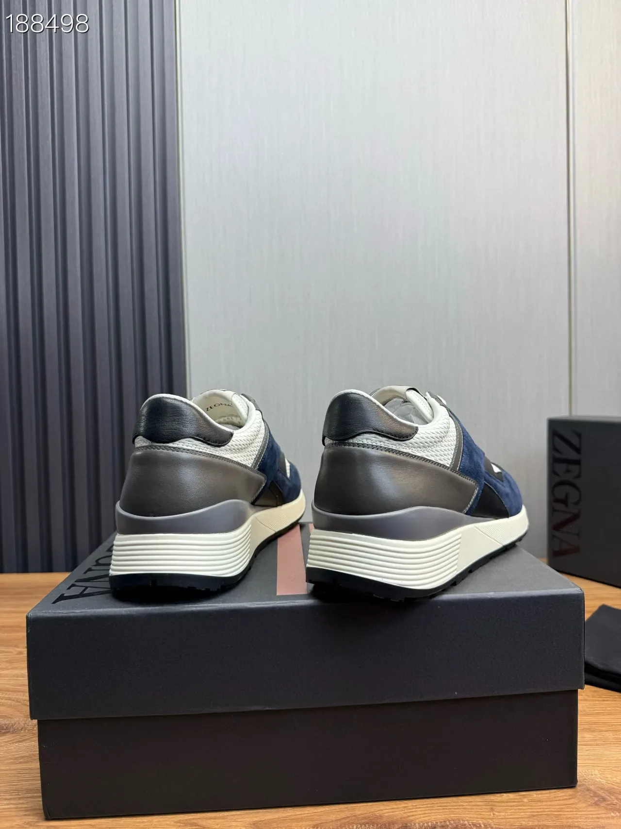 Zegna Navy White Sneakers Lifestyle Com Upper De Material Misto: Couro Macio E Malha 2