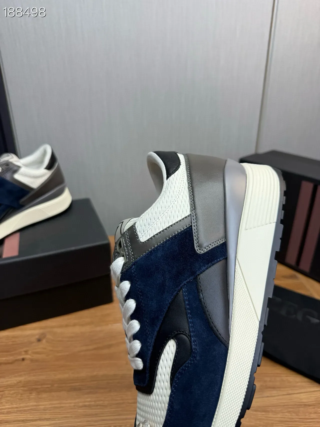 Zegna Navy White Sneakers Lifestyle Com Upper De Material Misto: Couro Macio E Malha 4