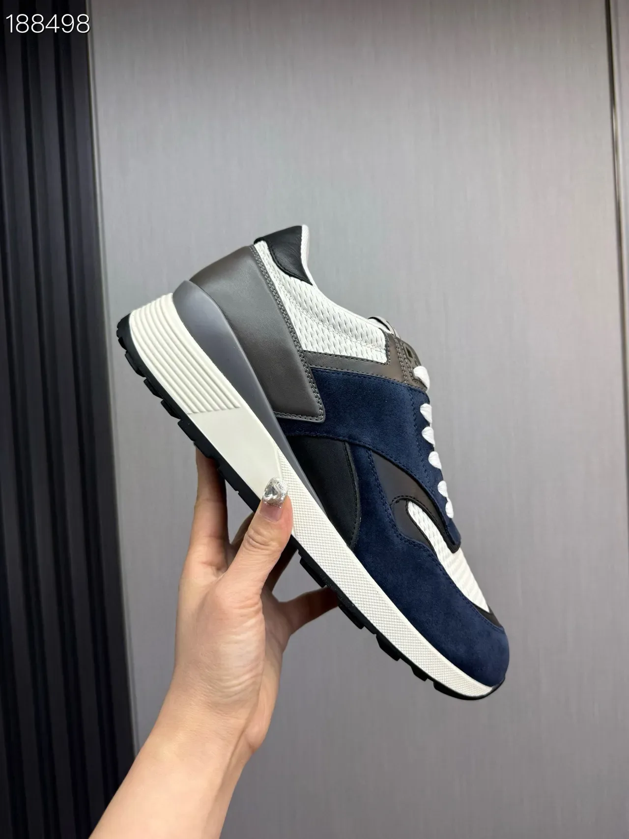 Zegna Navy White Sneakers Lifestyle Com Upper De Material Misto: Couro Macio E Malha 5