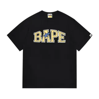 A Bathing Ape Arch Logo Black Yellow Blue T-Shirt