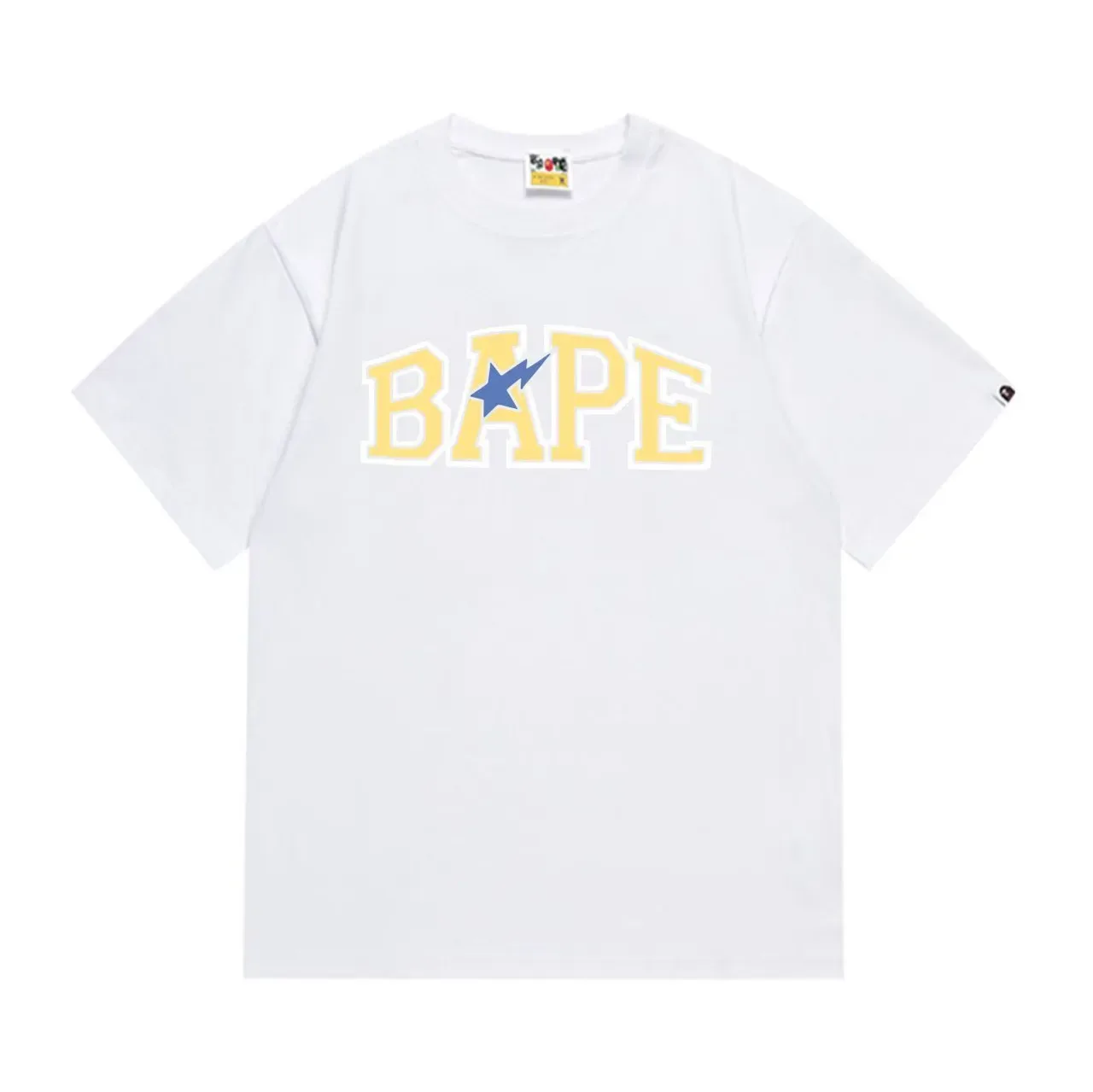 A Bathing Ape Arch Logo Black Yellow Blue T-Shirt 3