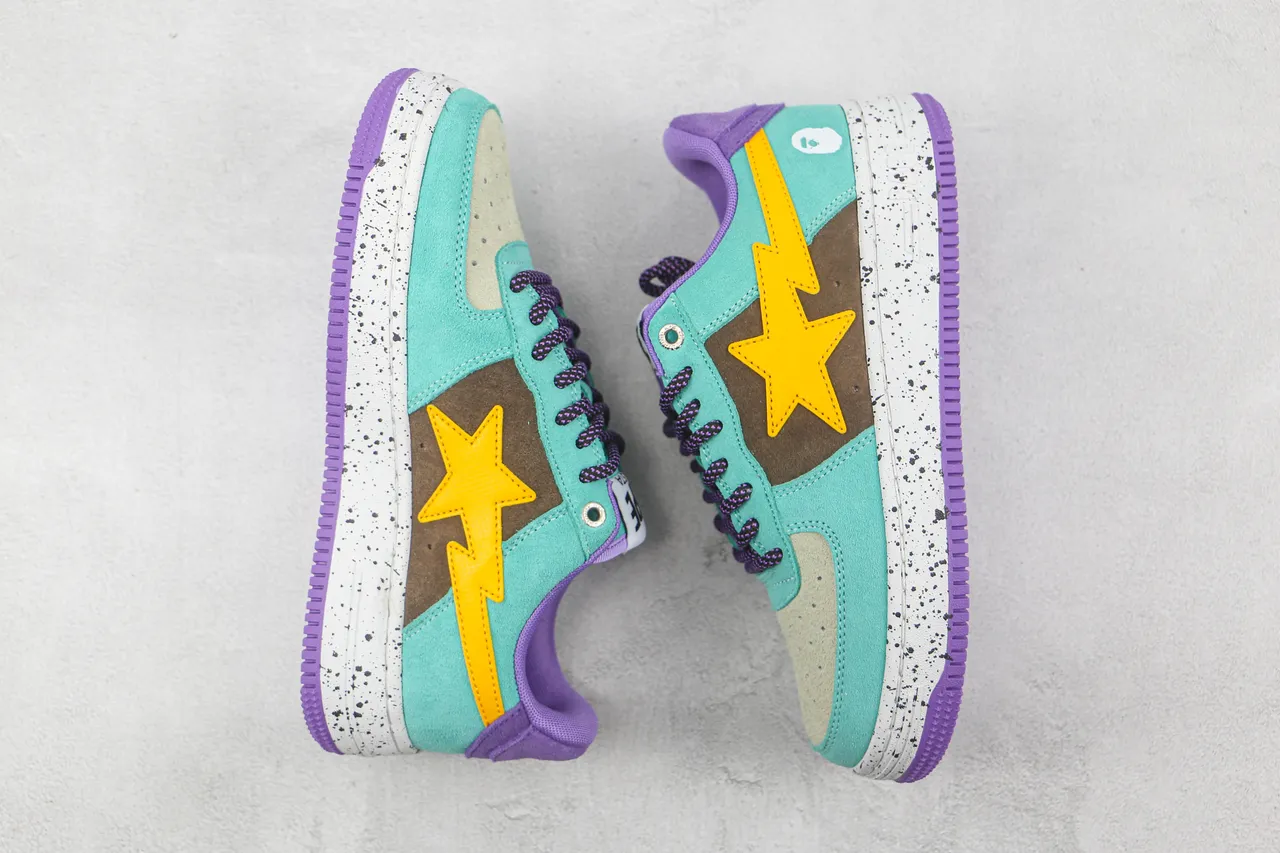 A Bathing Ape BAPE STA turquoise violet marron jaune étoile sneakers lifestyle 2