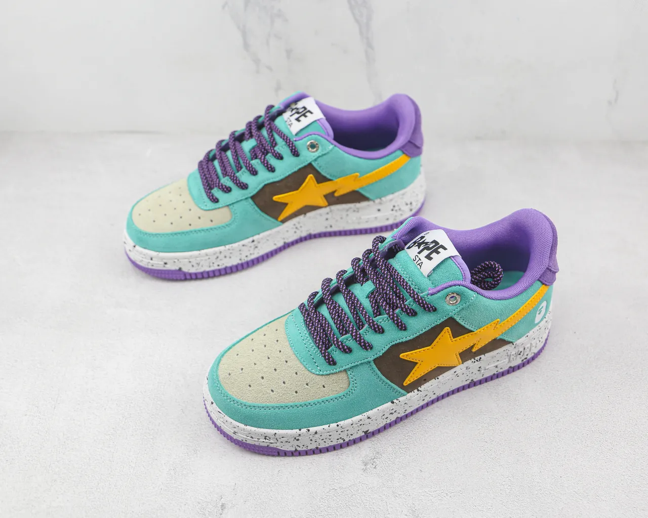 A Bathing Ape BAPE STA turquoise violet marron jaune étoile sneakers lifestyle 4