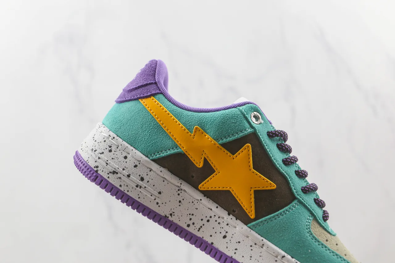 A Bathing Ape BAPE STA turquoise violet marron jaune étoile sneakers lifestyle 5