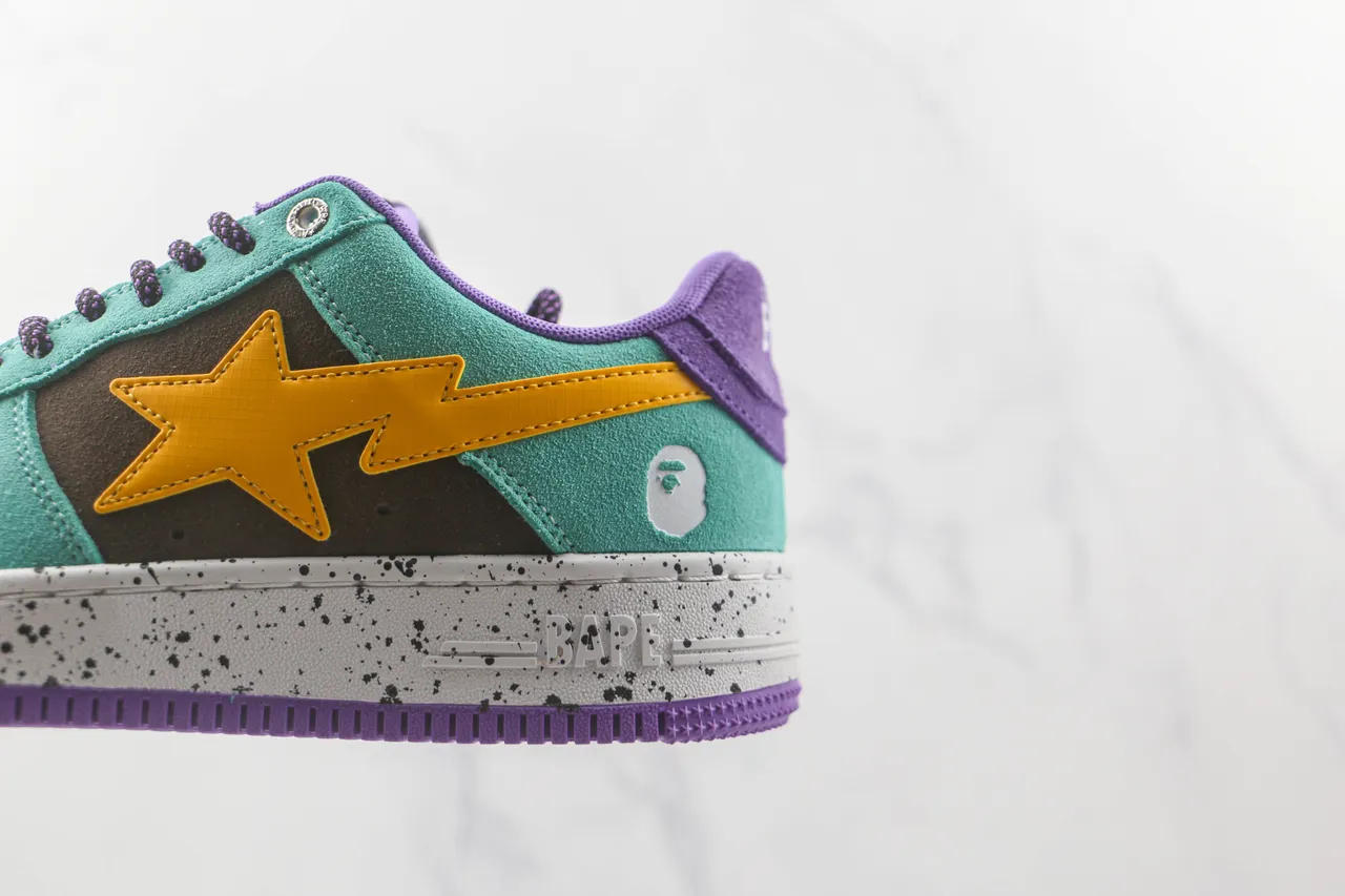 A Bathing Ape BAPE STA turquoise violet marron jaune étoile sneakers lifestyle 7