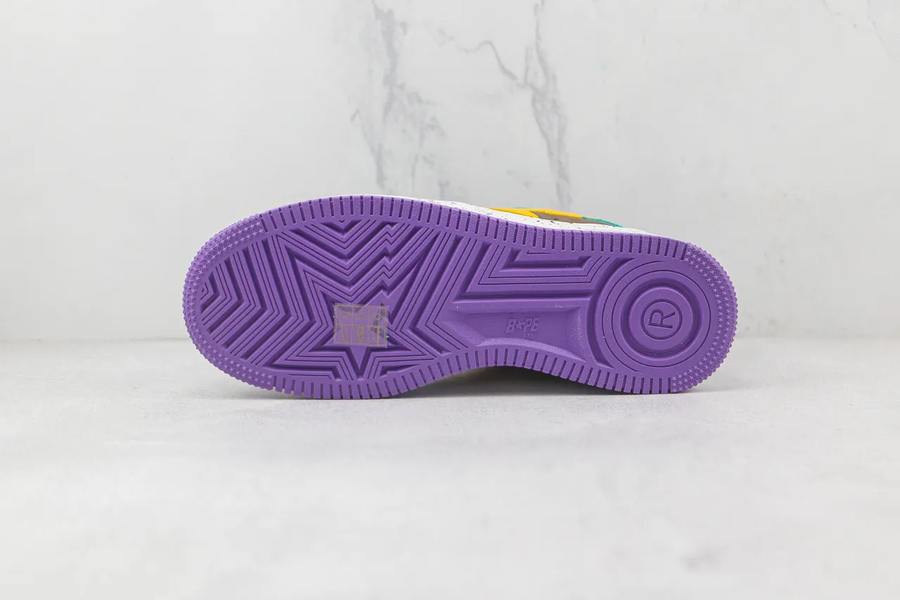 A Bathing Ape BAPE STA turquoise violet marron jaune étoile sneakers lifestyle 8