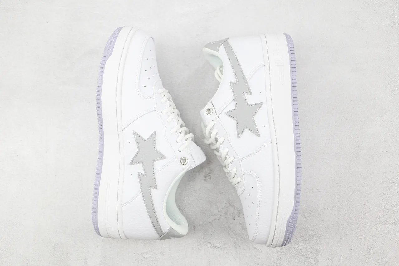 A Bathing Ape BAPE STA أحذية أسلوب حياة بيضاء و رمادية 2