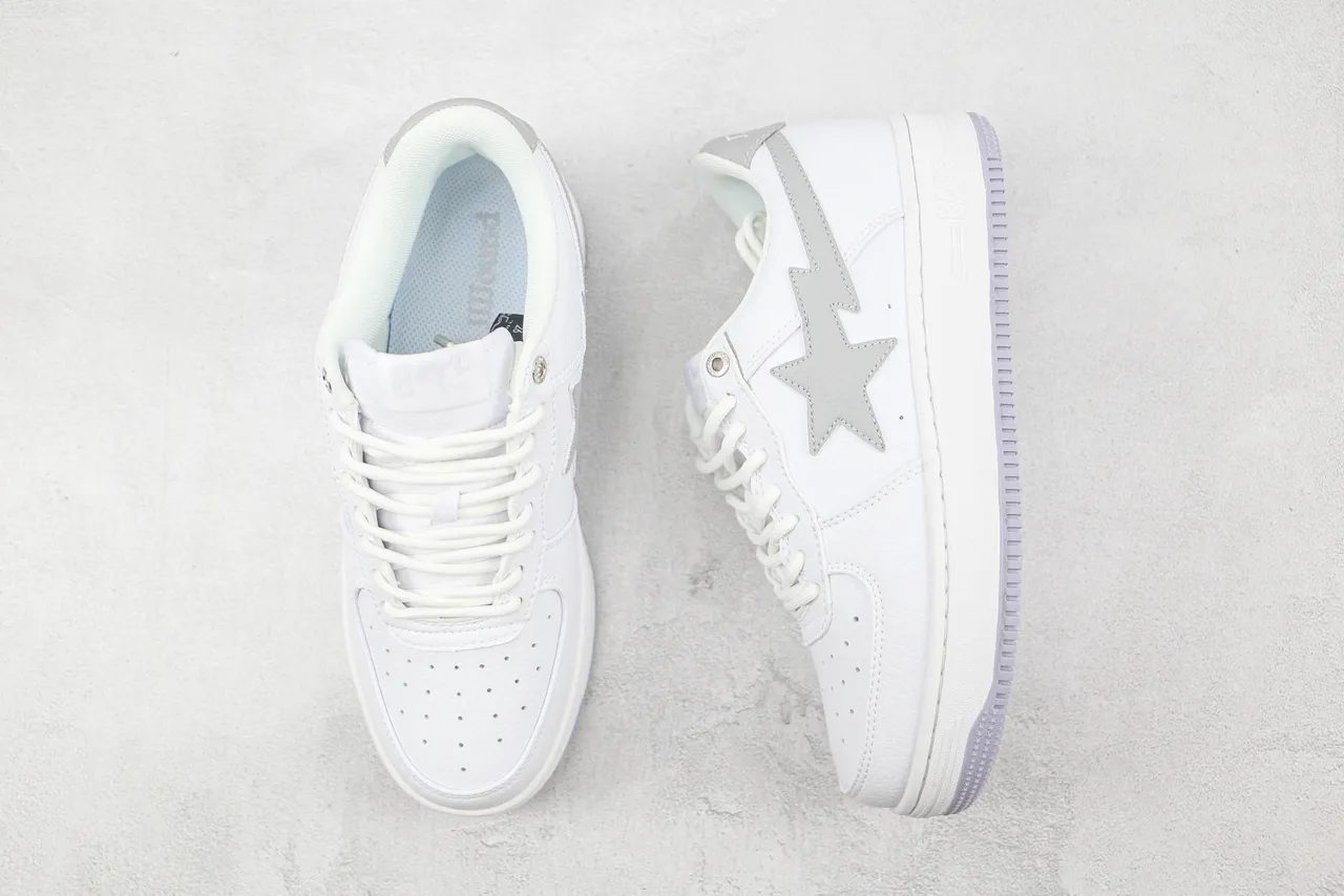 A Bathing Ape BAPE STA أحذية أسلوب حياة بيضاء و رمادية 3