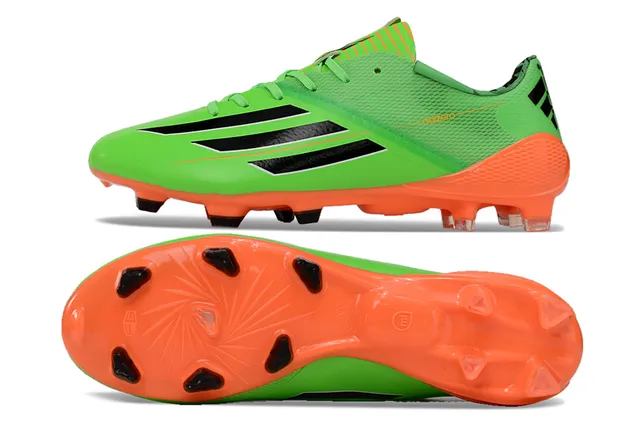 Adidas adizero أخضر برتقالي منخفض القطع خفيف الوزن أرض صلبة أحذية كرة القدم 6