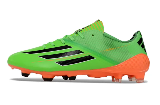 Adidas adizero أخضر برتقالي منخفض القطع خفيف الوزن أرض صلبة أحذية كرة القدم 7