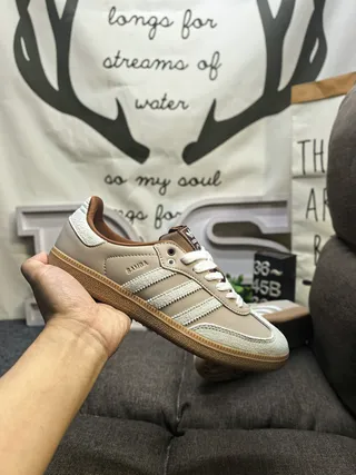 Adidas Beige Brown Low-Top Suede-Leather Mix Lifestyle Sneakers 5