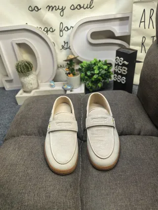 Adidas Beige Marrom Camurça Superior Fechamento com Alça Mocassim 10
