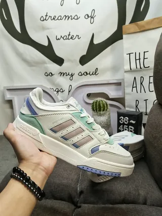 Adidas Beige Green Low-Top Layered Mesh-Synthetic Upper Lifestyle Sneakers 5
