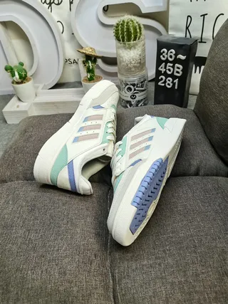 Adidas Beige Green Low-Top Layered Mesh-Synthetic Upper Lifestyle Sneakers 6