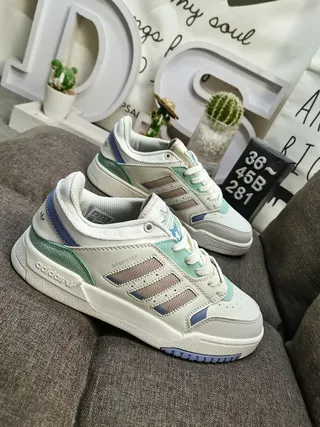 Adidas Beige Green Low-Top Layered Mesh-Synthetic Upper Lifestyle Sneakers 9