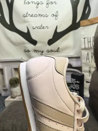 Adidas Beige Low-Top Leather Upper Lifestyle Sneakers 3