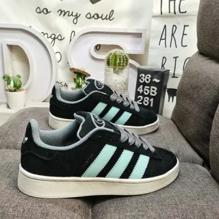 Adidas أحذية رياضية أسلوب حياة سوداء زرقاء من السويدي واجهة علوية لوح جانبي ثلاث خطوط