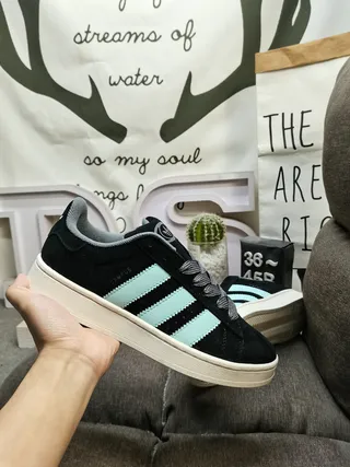 Adidas Black Blue Suede Upper Three-Stripe Side Panel Lifestyle Sneakers 5