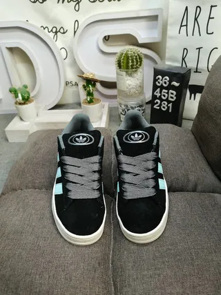 Adidas Black Blue Suede Upper Three-Stripe Side Panel Lifestyle Sneakers 10