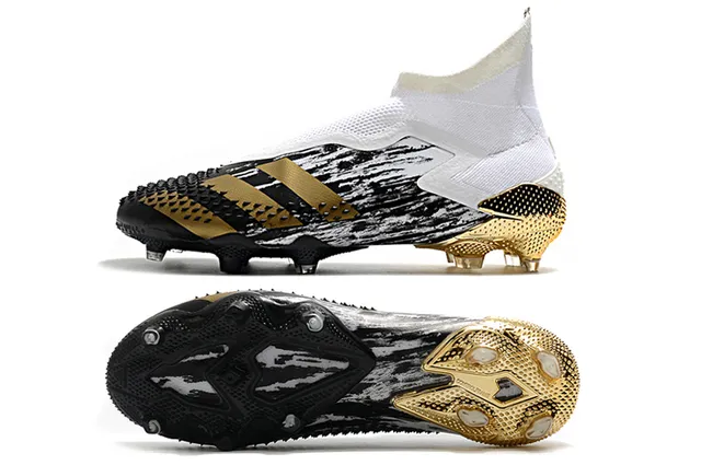 Adidas Black Gold High-Cut Sock-Fit Collar Marbled Upper Firm-Ground Soccer Shoes 2