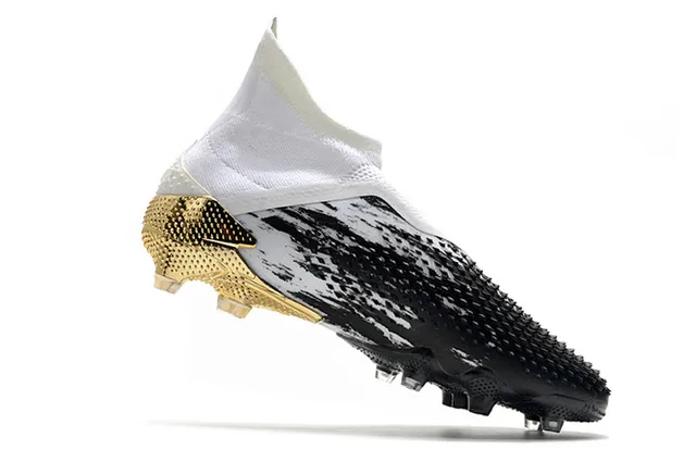 Adidas Black Gold High-Cut Sock-Fit Collar Marbled Upper Firm-Ground Soccer Shoes 3