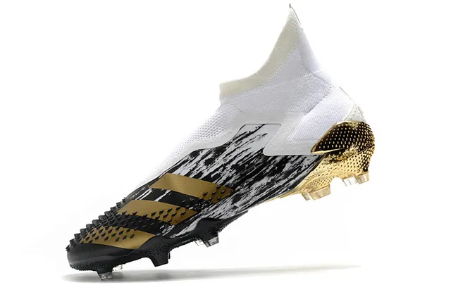 Adidas Black Gold High-Cut Sock-Fit Collar Marbled Upper Firm-Ground Soccer Shoes 4