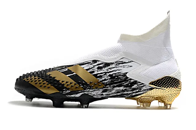 Adidas Black Gold High-Cut Sock-Fit Collar Marbled Upper Firm-Ground Soccer Shoes 5