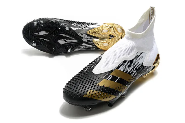 Adidas Black Gold High-Cut Sock-Fit Collar Marbled Upper Firm-Ground Soccer Shoes 6