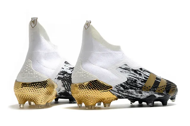 Adidas Black Gold High-Cut Sock-Fit Collar Marbled Upper Firm-Ground Soccer Shoes 7
