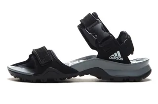 Adidas أسود رمادي أحزمة قابلة للتعديل شرائط فيلكرو كعب رباط خشن قاع متينة كاجوال صندل 3