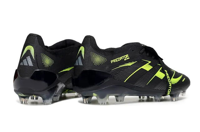 Adidas Noir et Vert sans lacets superposées à la sangle matériaux synthétiques motif ondulé tige sol ferme chaussures de football 5