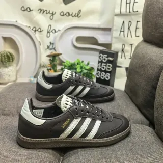 Adidas أسود أبيض جلدي أعلى ثلاث شرائط لوح جانبي أسلوب حياة