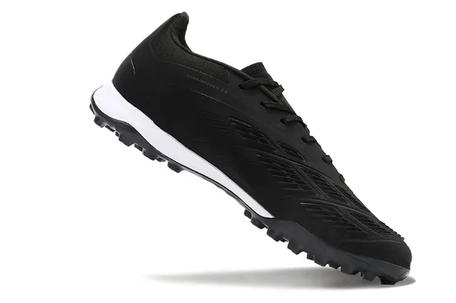 Adidas Preto Branco Baixo-Corte Sintético Superior Listras Gradientes Prateado-Cinza Listras Sapatos de Futebol Turf 2