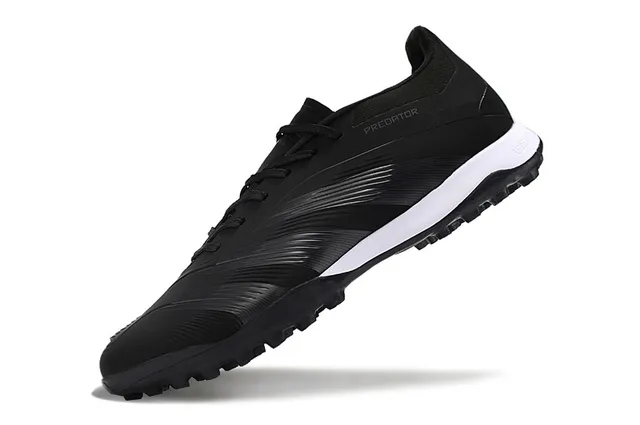 Adidas Preto Branco Baixo-Corte Sintético Superior Listras Gradientes Prateado-Cinza Listras Sapatos de Futebol Turf 3