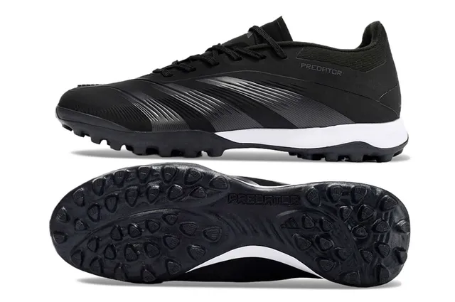 Adidas Preto Branco Baixo-Corte Sintético Superior Listras Gradientes Prateado-Cinza Listras Sapatos de Futebol Turf 6