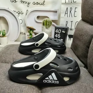 Adidas Black White Molded EVA Adjustable Strap Clog