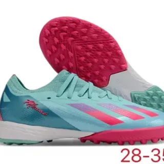 Adidas Sapatos de Futebol Azul e Rosa Low-Cut Upper Sintético Cravos Conicos Gralma Artificial