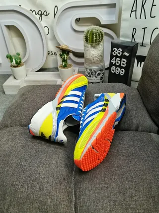 Adidas Blue Yellow Low-Top Multi-Color Block Lifestyle Sneakers 6