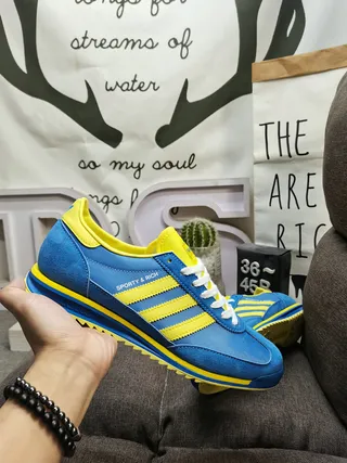 Adidas 蓝色 黄色 Retro Runner 轮廓 麂皮 和 纺织 鞋面 Lifestyle Sneakers 5