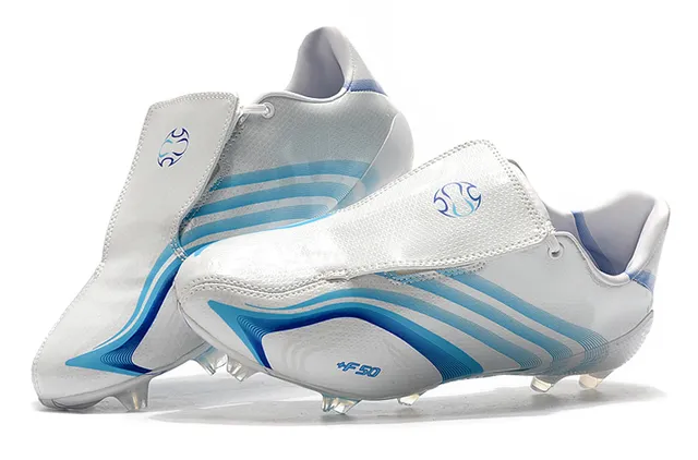 Adidas F50 Rojo Blanco Superior Sintético Brillo Cordones Asimétricos Campo Firme Zapatos de Fútbol 2